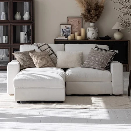 Vorthio 2 Seater Cloud Couch with 1 Ottoman, Modular Sectional Sofa, Sectional Couch for Living Room, White | Walmart (US)