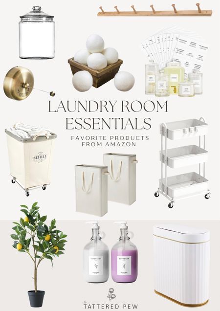 Shop my favorite laundry room products from Amazon! Wool dryer balls, glass liquid laundry detergent dispenser, 3-tier utility rolling cart, peg wood wall mount, faux silk lemon tree, classic rolling laundry hamper, 1 gallon glass jar, antique-style retractable clothesline, motion-sensor trash can, laundry room labels  

#LTKhome #LTKFind #LTKunder100