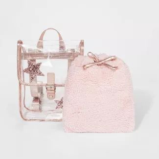Girls' Clear Mini Backpack with Sherpa Lining - Cat & Jack™ Pink | Target