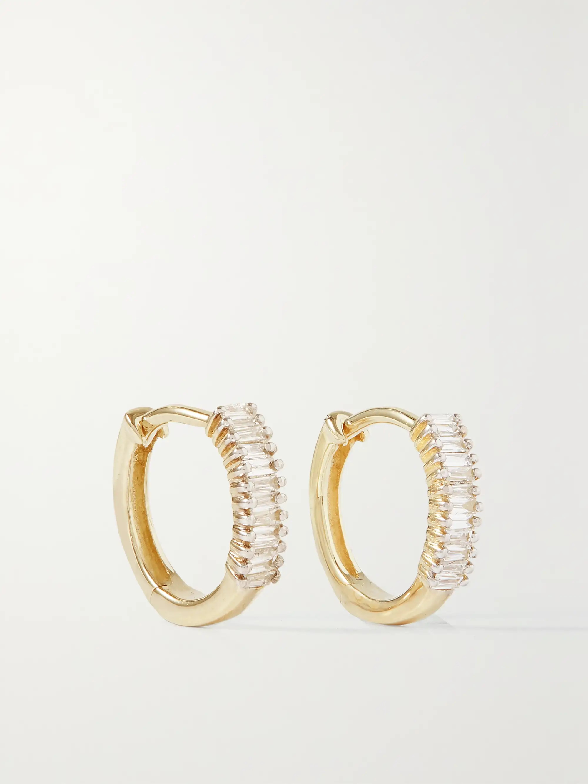 Gold Up and Down gold diamond hoop earrings | STONE AND STRAND | NET-A-PORTER | NET-A-PORTER (US)