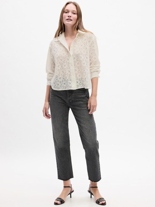 Cropped Floral Lace Shirt | Gap Factory