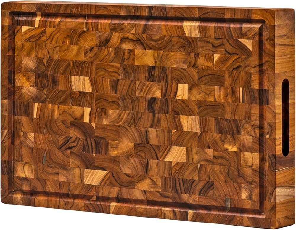 End Grain Butcher Block Cutting Board [1.5" Thick]. Made of Teak Wood and Conditioned with Beeswa... | Amazon (US)