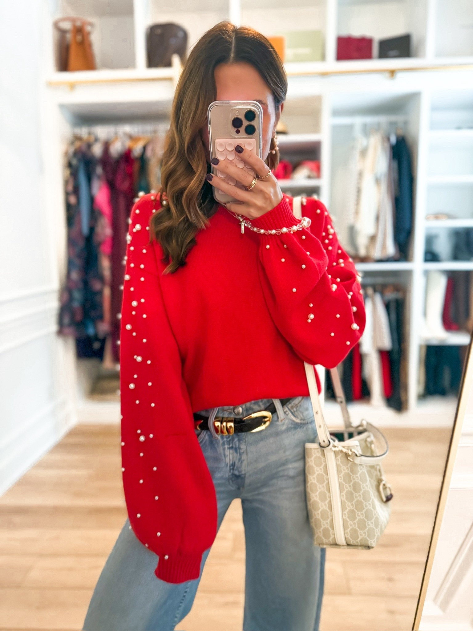 My #ootd! Love this pearl sweater from Amazon in size small. Would be so cute for NYE! Rag&Bone Miramar ankle jeans in 23 (you have to size down 1 in these!!). Gucci bucket bag. Gift ideas for her. Neutral leopard ballet flats. 

*Ankle length is full length on me and I am 5’3. Also linking the full length if you are taller!


#LTKHoliday #LTKootd #LTKPetite