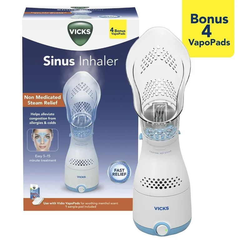Vicks Non Medicated Steam Sinus Inhaler with 4 Bonus VapoPads, for Allergies and Colds, White, VI... | Walmart (US)