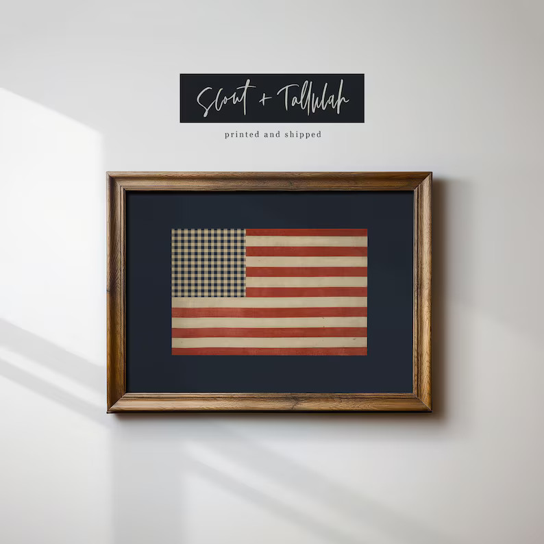 Cottagecore USA Flag Wall Art Print – Preppy Americana Home Decor - Etsy | Etsy (US)