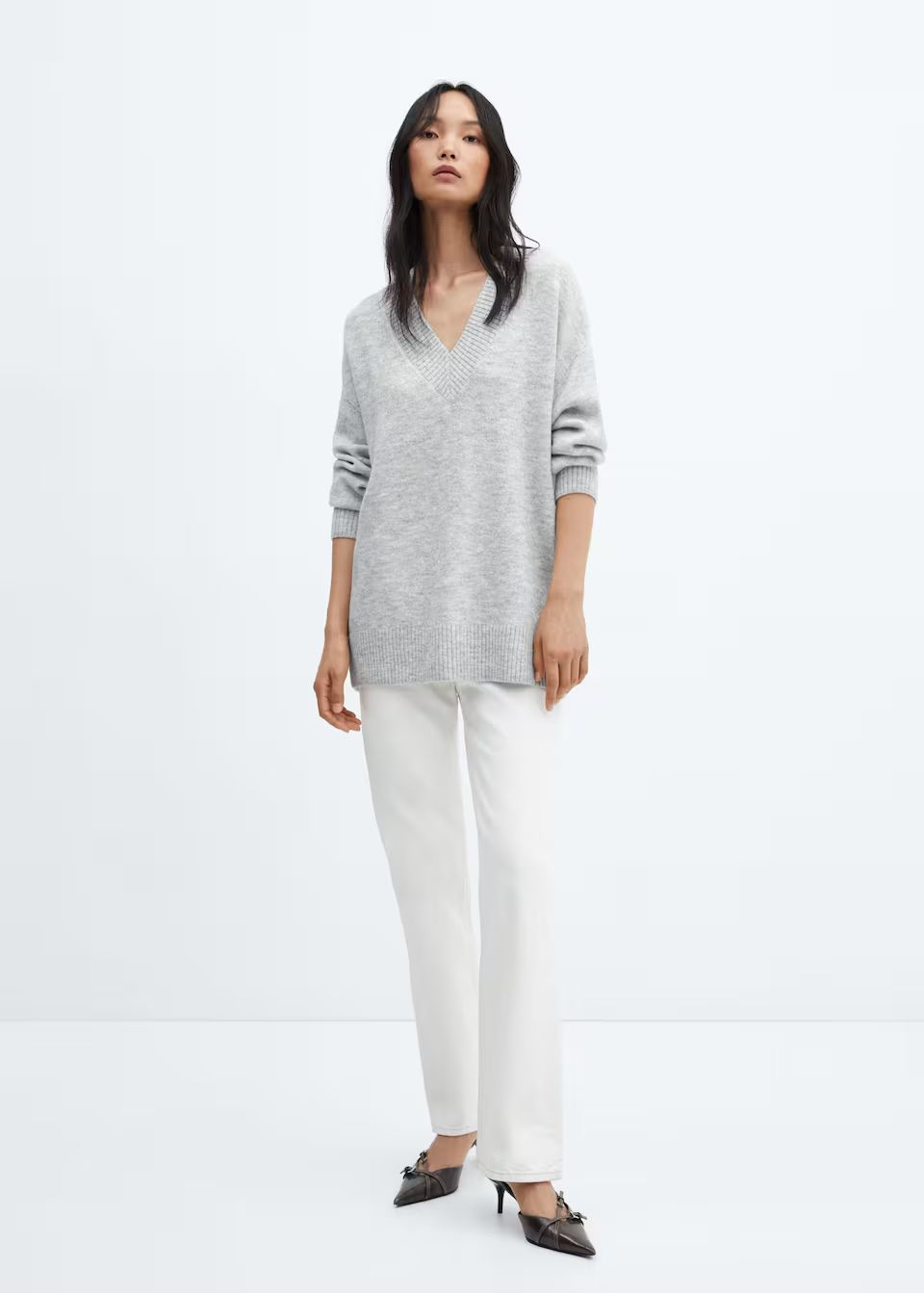 Oversized v-neck sweater -  Women | Mango USA | MANGO (US)