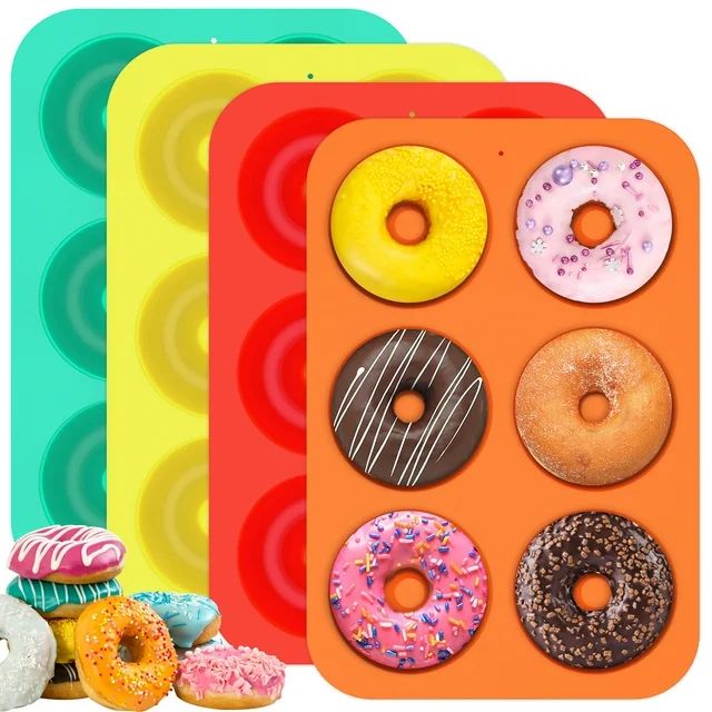 Jetcloudlive 4Pcs Silicone Donut Mold 6 Cavity Non-Stick Doughnut Pan Mould Tray Easy to Release ... | Walmart (US)