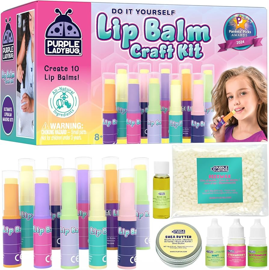 PURPLE LADYBUG Kids Lip Balm Making Kit with Natural Ingredients - Birthday Gifts for 10 Year Old... | Amazon (US)