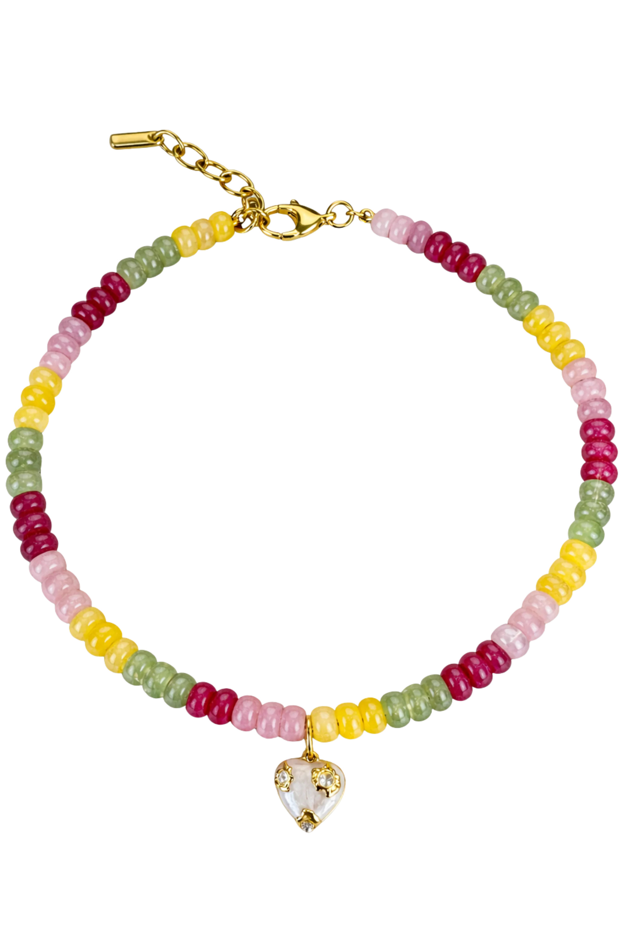 Pastel Beaded Heart Necklace | Logan Tay