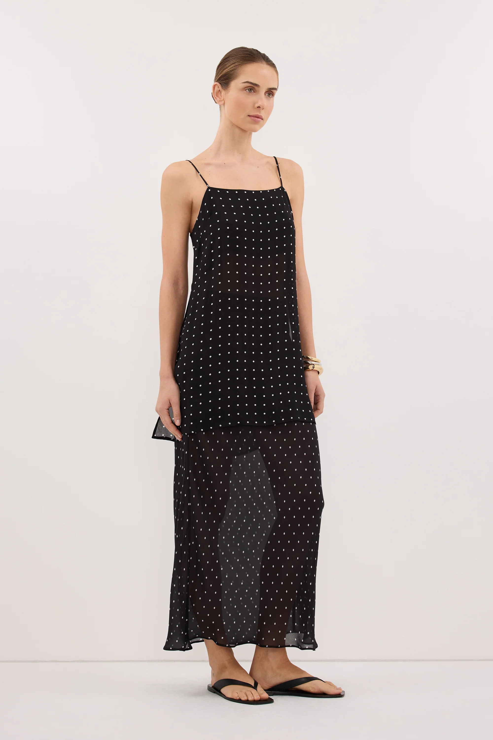 VANESSA BLACK SHEER GGT MIDI SKIRT | DISSH