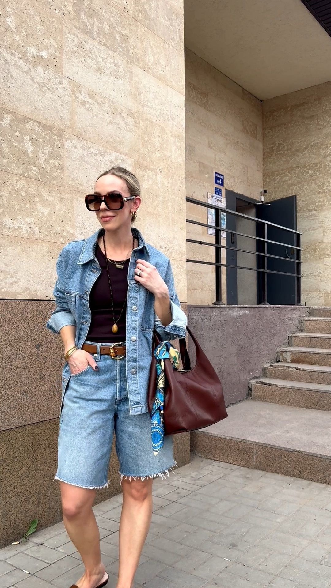 All denim outfit, denim on denim, denim bermuda shorts, beaded necklace, casual summer outfit 2026

#LTKTravel #LTKSeasonal