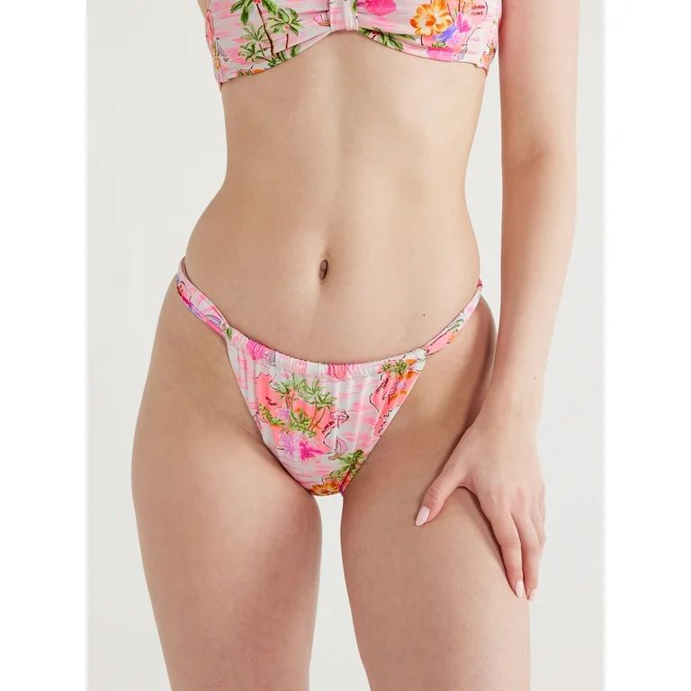 No Boundaries Juniors’ Tab Tunnel Print Bikini Bottoms, Sizes XS-XL - Walmart.com | Walmart (US)