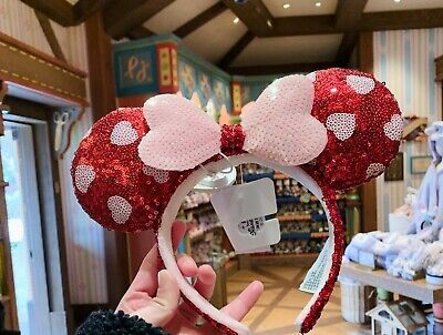 Disney Red Heart sequined Minnie mouse ear Headband shanghai Disneyland  | eBay | eBay US
