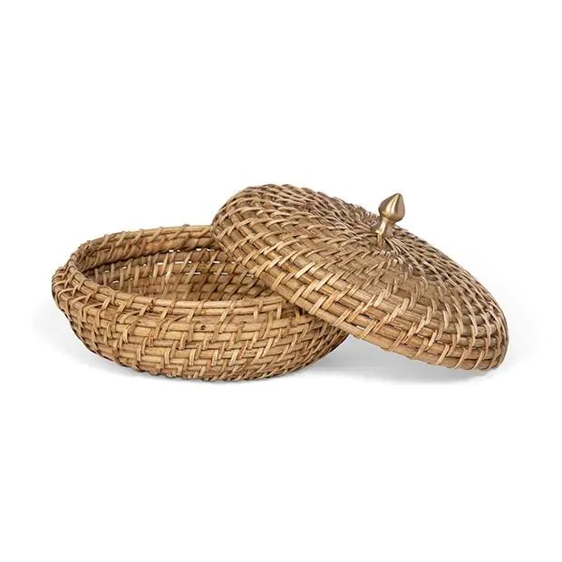 Woven Bamboo Bowl With Lid | Antique Farm House