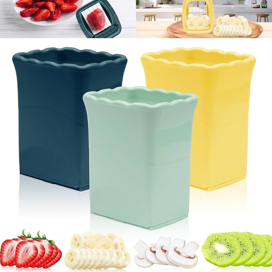 DASZERX® 3-PCS Cup Slicer Strawberry Slicer- Cup Fruit Slicer, Egg Slicer, Banana Slicer- Quickl... | Amazon (US)