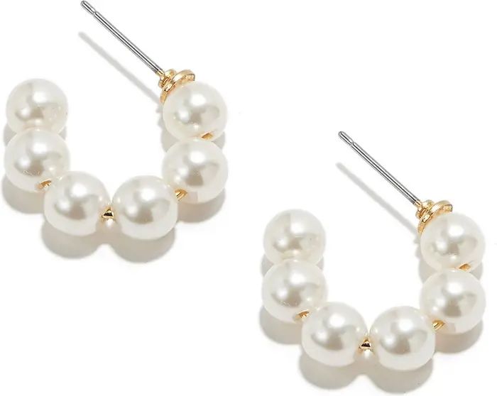 Lele Sadoughi Lele Saoughi Imitation Pearl Huggie Hoop Earrings | Nordstrom | Nordstrom