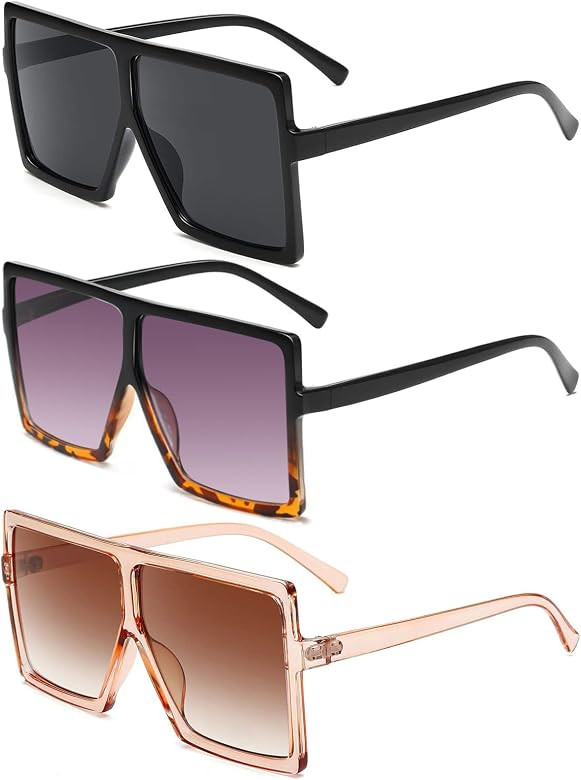 ELITERA Oversized Square Sunglasses Womens Trendy Flat Top Shades Sunglasses for Women Men Large Fas | Amazon (US)