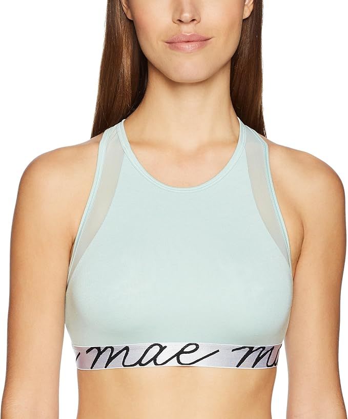Amazon Brand - Mae Women's High Neck Crossback Mesh Modal Shine Logo Elastic Bralette | Amazon (US)
