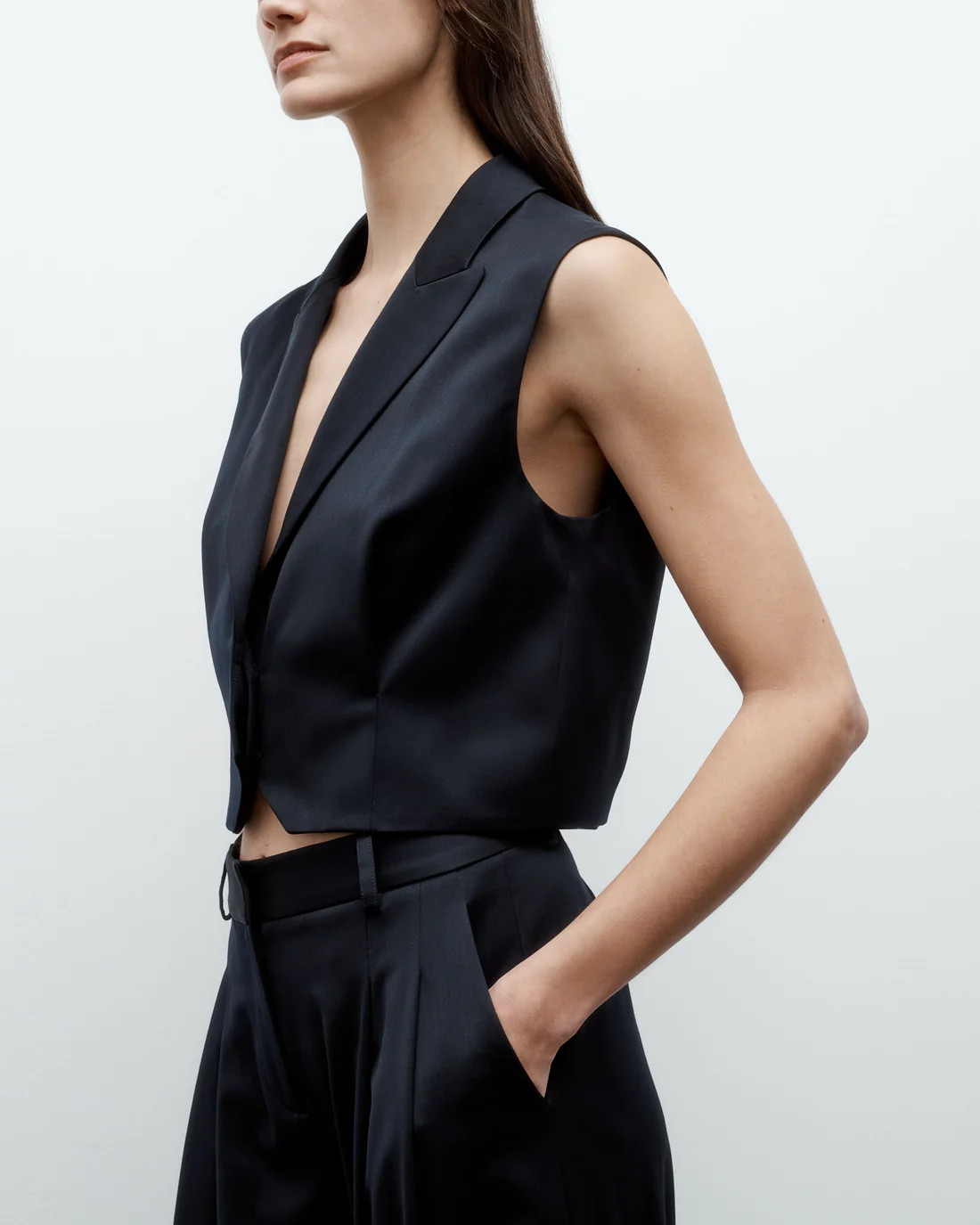 Katie Vest in Satin Faced Wool Suiting | TWP