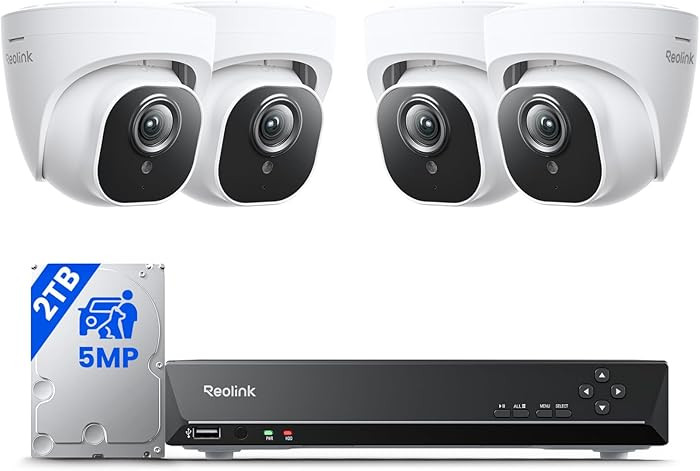 REOLINK Smart 5MP 8CH Home Security Camera System, 4pcs Wired PoE IP Cameras Outdoor with Person/... | Amazon (US)
