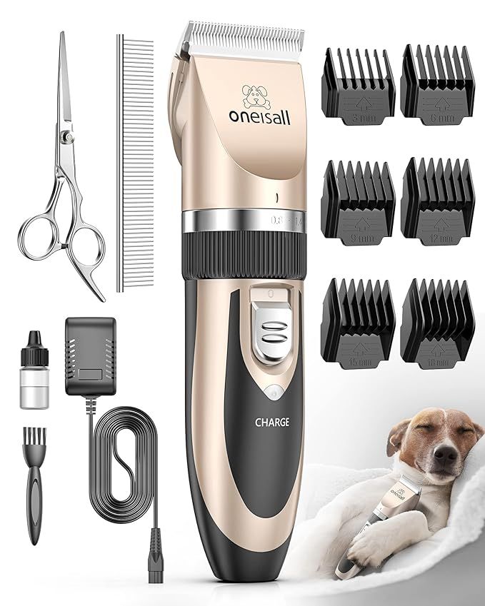 oneisall Dog Shaver Clippers Low Noise Rechargeable Cordless Electric Quiet Hair Clippers Set for... | Amazon (US)