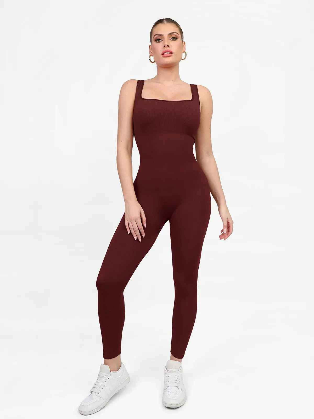 Shapewear Seamless Square Neck Tank Workout Jumpsuit | Popilush