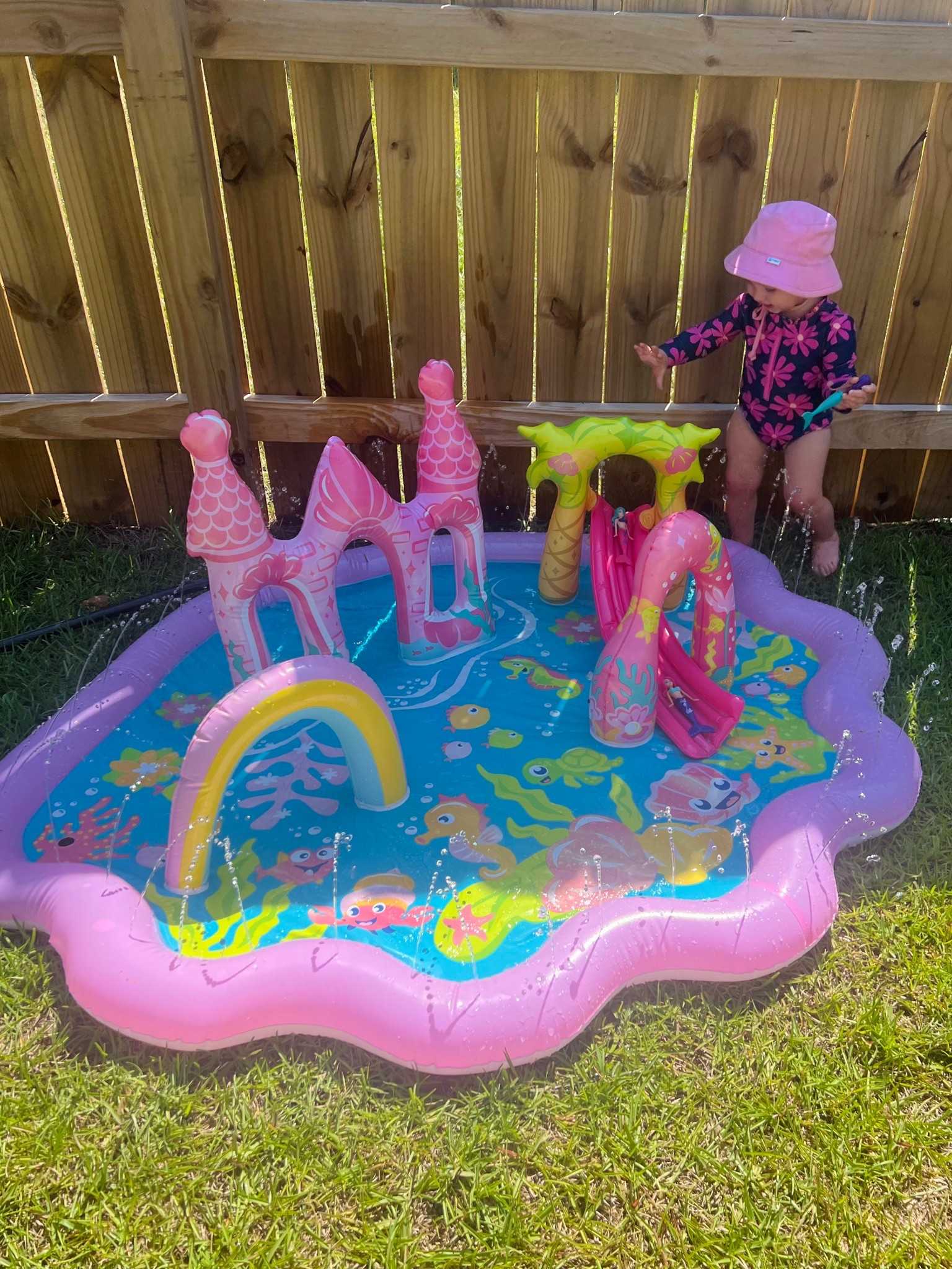 Mermaid splash pad - my girl’s are loving this! Comes with a slide and 3 little mermaid dolls 💕
splash pad/ water toys/ outdoor toys/ summer toys/ toddler girl toys/ little girl toys 

#LTKKids #LTKBaby #LTKSwim