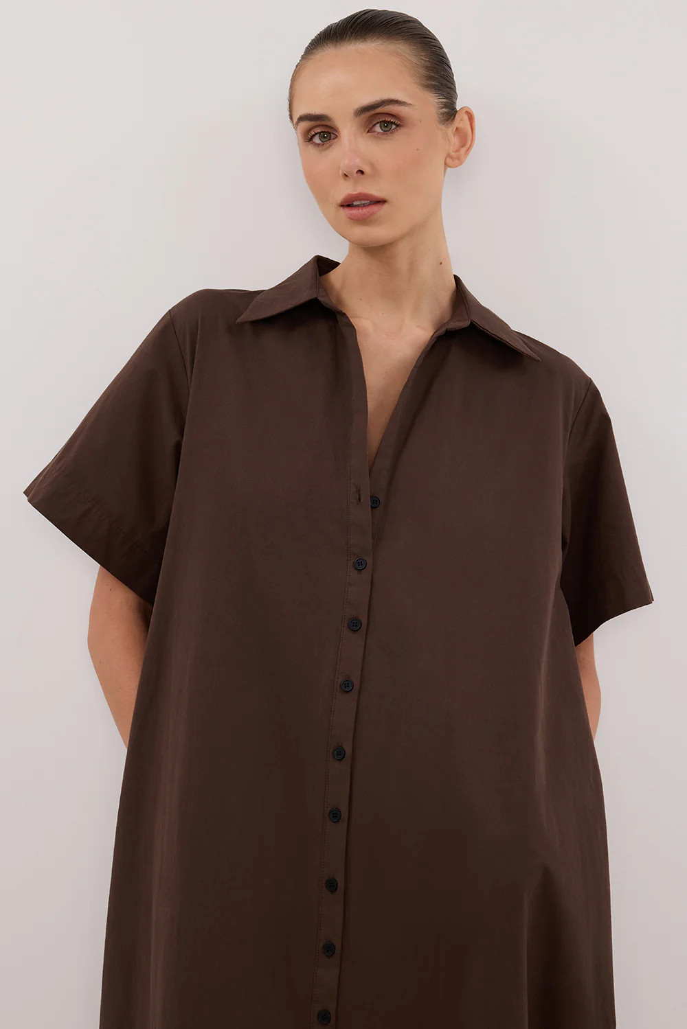 VIOLET BITTER CHOC SHIRT MIDI DRESS | DISSH