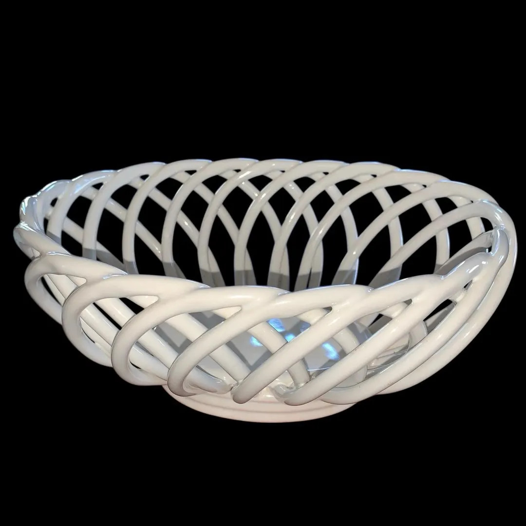 Williams Sonoma White Woven Bread Basket 10.5 "Ceramic No Chips Vintage 1990s | Etsy (US)