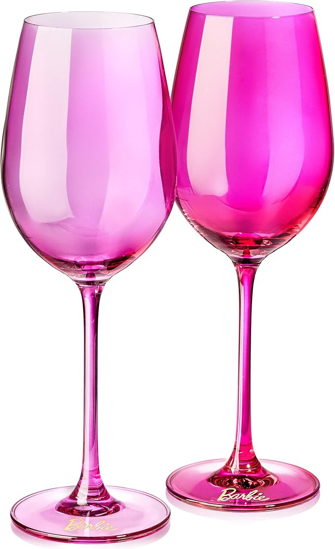 Barbie x Dragon Glassware Wine Glasses, Pink and Magenta, 17.5-Ounce, Set of 2 | Amazon (US)