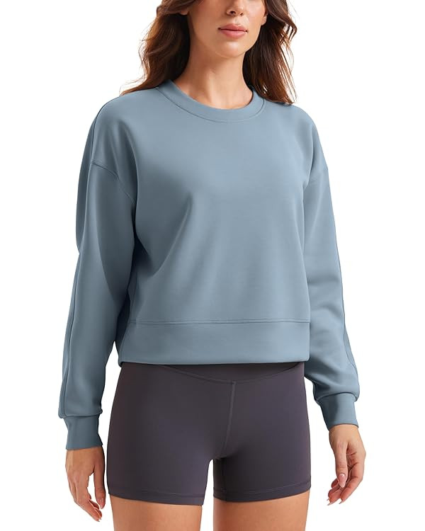 CRZ YOGA Womens SoftAura Crewneck Sweatshirt Long Sleeve Workout Casual Pullover Basic Fall Tops | Amazon (US)
