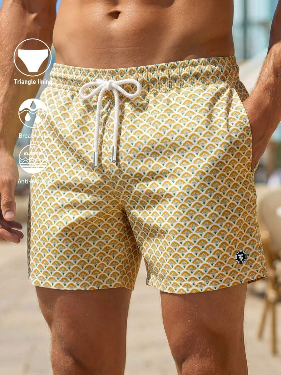 Horizaway Men's Summer Vacation All-Over Print Drawstring Waist Slant Pocket Beach Shorts Holiday... | SHEIN