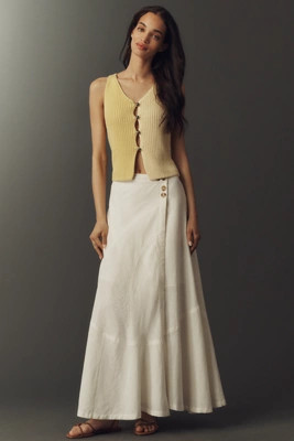 By Anthropologie Linen-Blend Mock Wrap Maxi Skirt | Anthropologie (US)