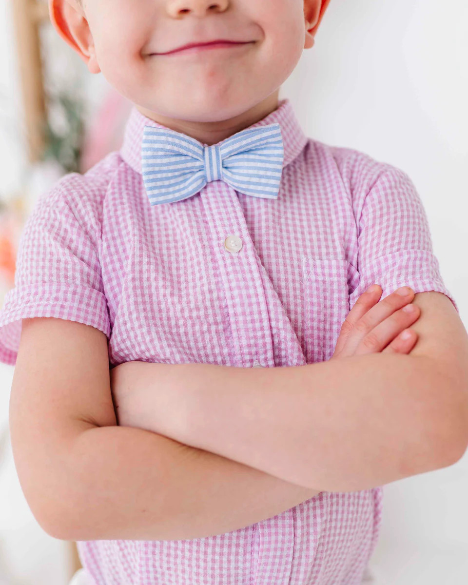 Blue Seersucker Bow Tie | Bums & Roses