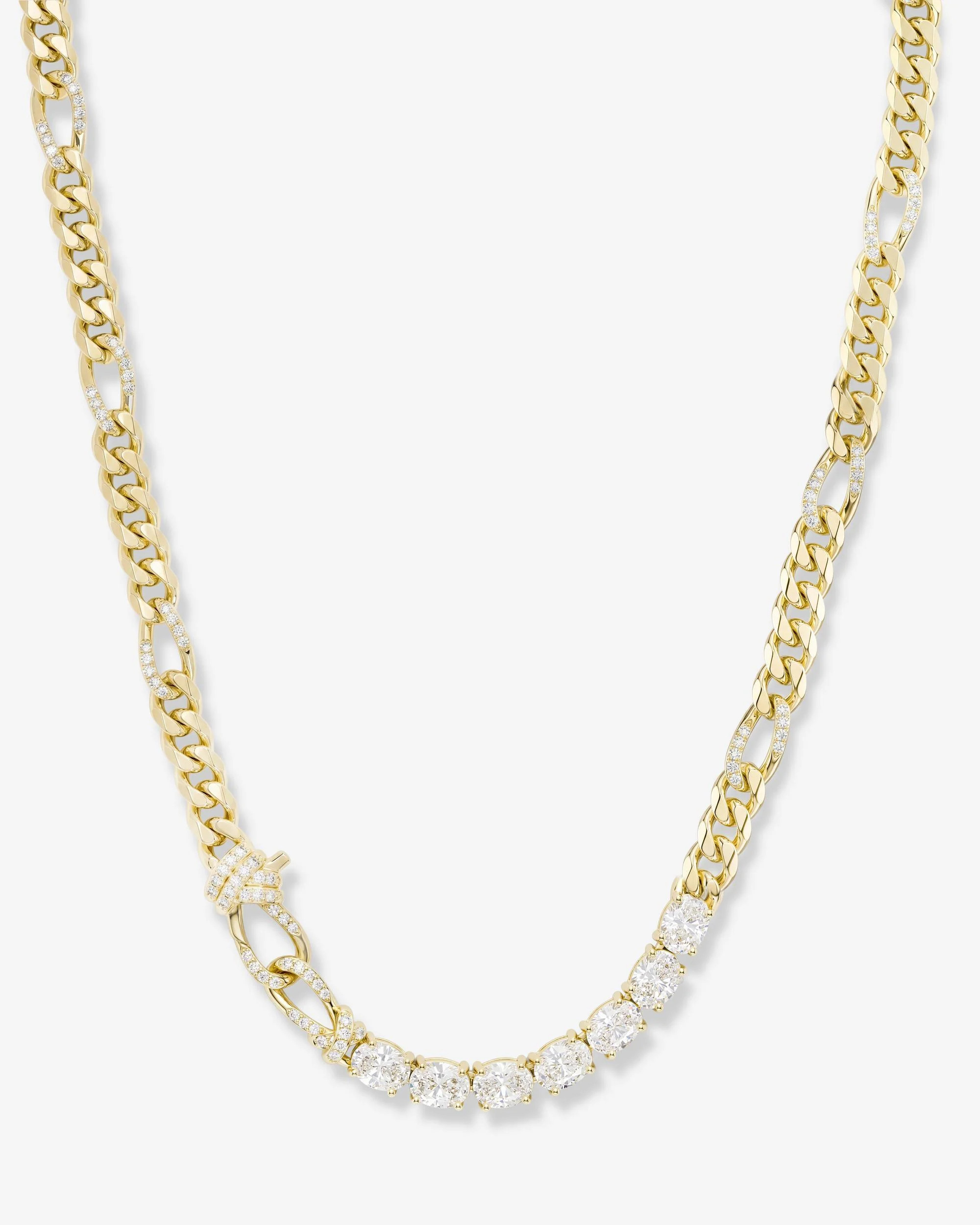 Knot Diamonds Figaro Chain Necklace - Gold|White Diamondettes | Melinda Maria Jewelry