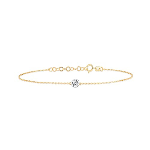 Diamond Solitaire Bracelet for Women | 14k Real Gold Bezel Set Diamond Bracelet | 14k Gold Dainty Br | Amazon (US)