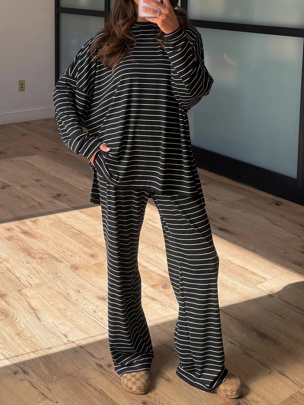 Homebody Stripe Ribbed Set | Black | +Plus Available | PREORDER | Shop Talulah