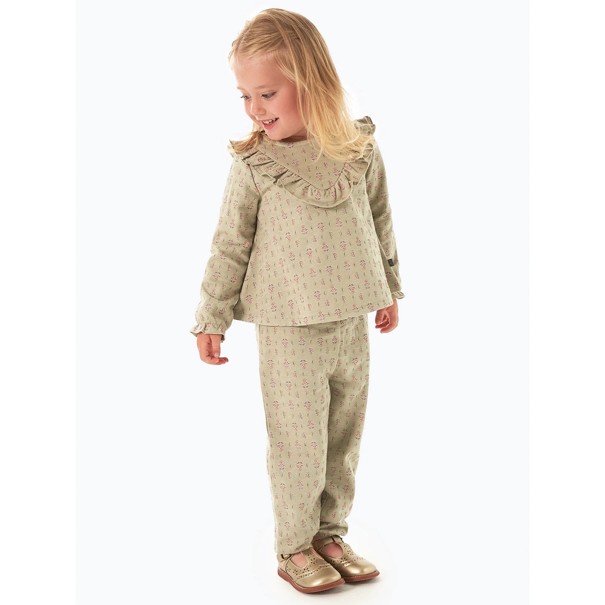 Modern Moments by Gerber Toddler Girl V-Neck Ruffle Top and Pant Set, 2-Piece, Sizes 12 Months - ... | Walmart (US)