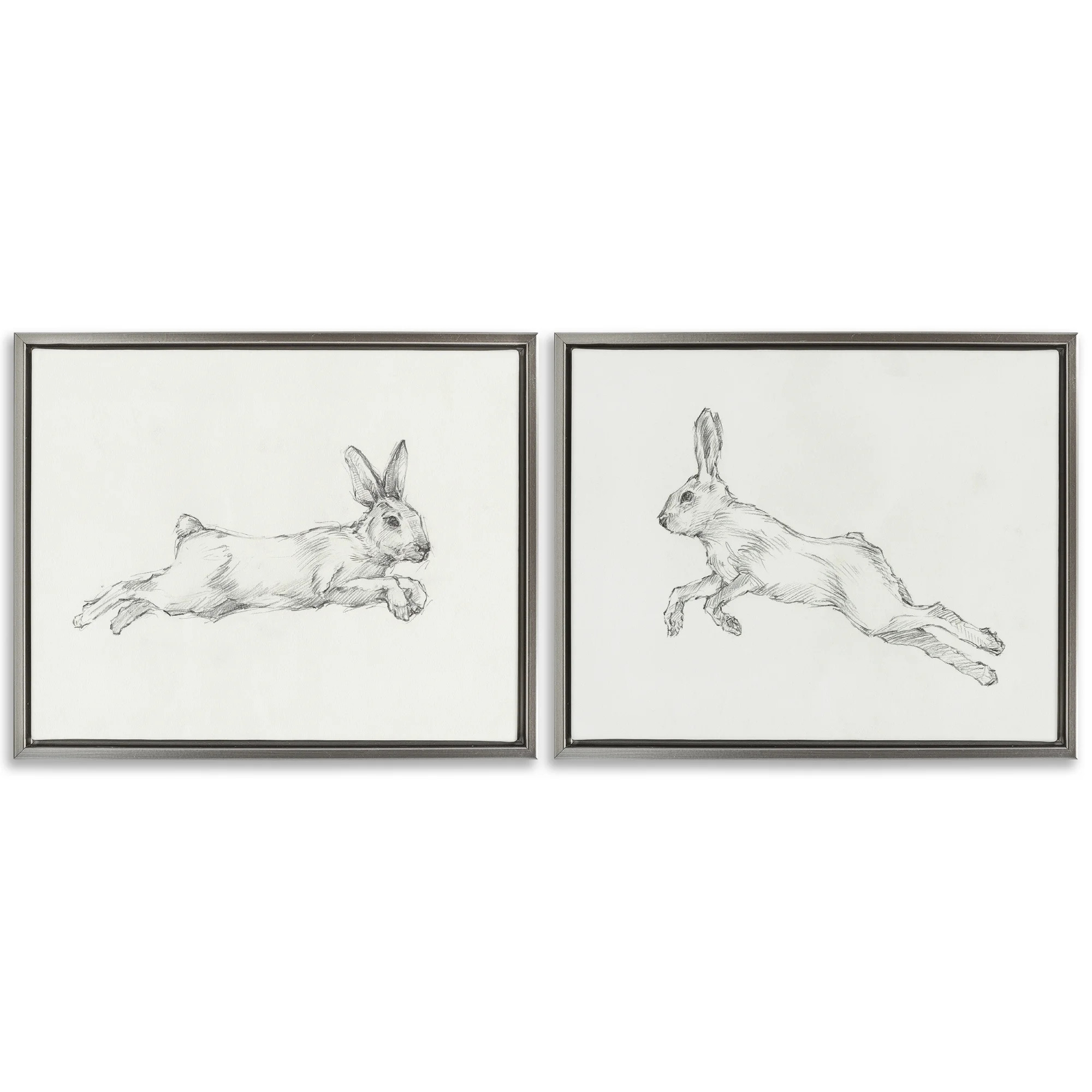 Stupell Industries Pencil Sketch Rabbit Jumping Animals Drawing Gray Floater Framed Canvas Art Pr... | Walmart (US)
