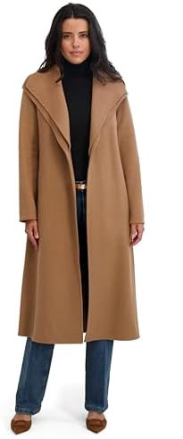 TAHARI Women's Slim Fit Double-Faced Wool Blend Wrap Coat with Tie Belt – Longline Silhouette, ... | Amazon (US)