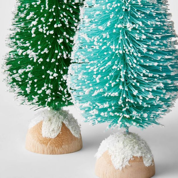 2pc 6&#34; Decorative Sisal Bottle Brush Tree Set Blue/Green - Wondershop&#8482; | Target