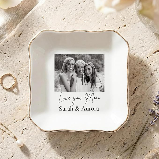 NAZENTI Custom Photo Trinket Tray, Photo Gifts for Mothers Day Gift, Mom Ring Dish, Mom Photo Rin... | Amazon (US)