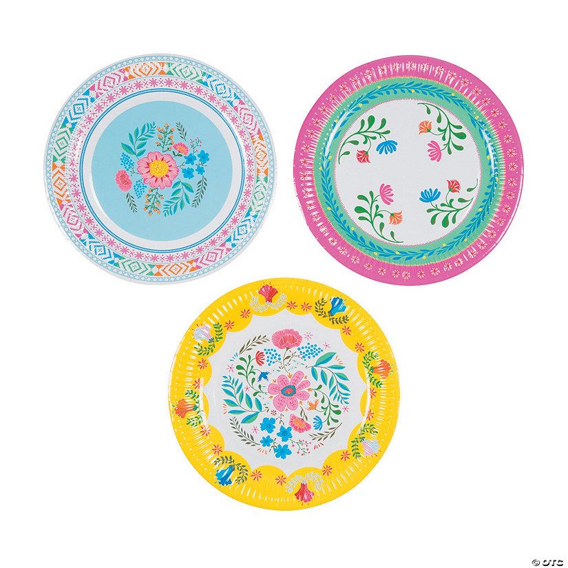 Boho Party Floral Paper Dinner Plates - 12 Ct. | Oriental Trading Company