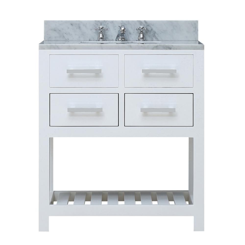 30 in. Vanity in Carrara White with Marble Vanity Top in Carrara White | The Home Depot