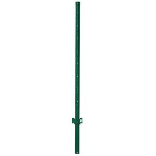 1 in. x 2-1/4 in. x 7 ft. Green Steel Fence U Post with Anchor Plate | The Home Depot