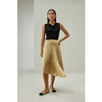 LILYSILK Silk Skirts for Women - Ceylon Yellow 100% Luxurious Silk - Fashionable Side-Seam Zipper Midi Skirt | LilySilk