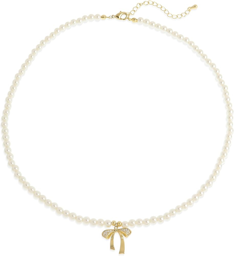 Sonateomber Gold Pearl Layered Choker Strand Necklaces for Women, Simple Dainty Long Faux Pearls ... | Amazon (US)