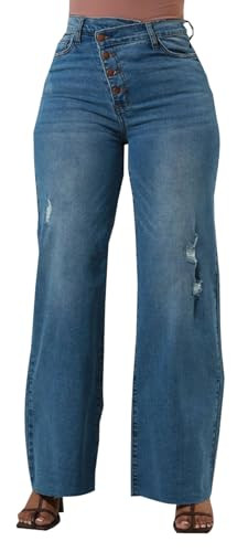 Women's Wide Leg Straight Jeans High Waisted Baggy Stretch Loose Denim Pants | Amazon (US)