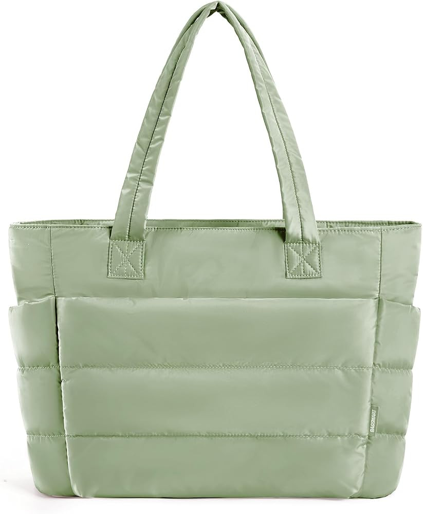 BAGSMART Tote Bag for Women, Lightweight Puffy Tote Bag with Compartments, Quilted Shoulder Bag H... | Amazon (US)