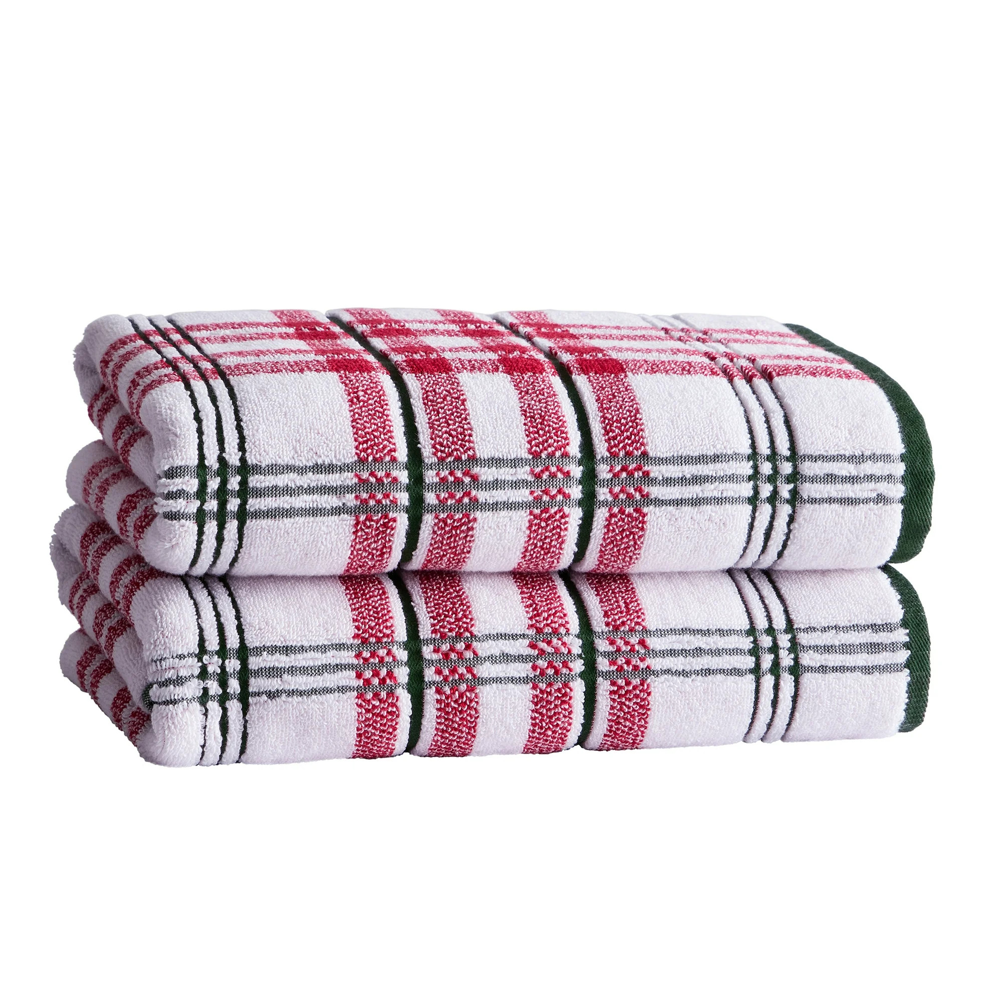 Better Homes & Gardens Signature Soft Holiday Decor 2PK Bath Towel, Red Plaid | Walmart (US)